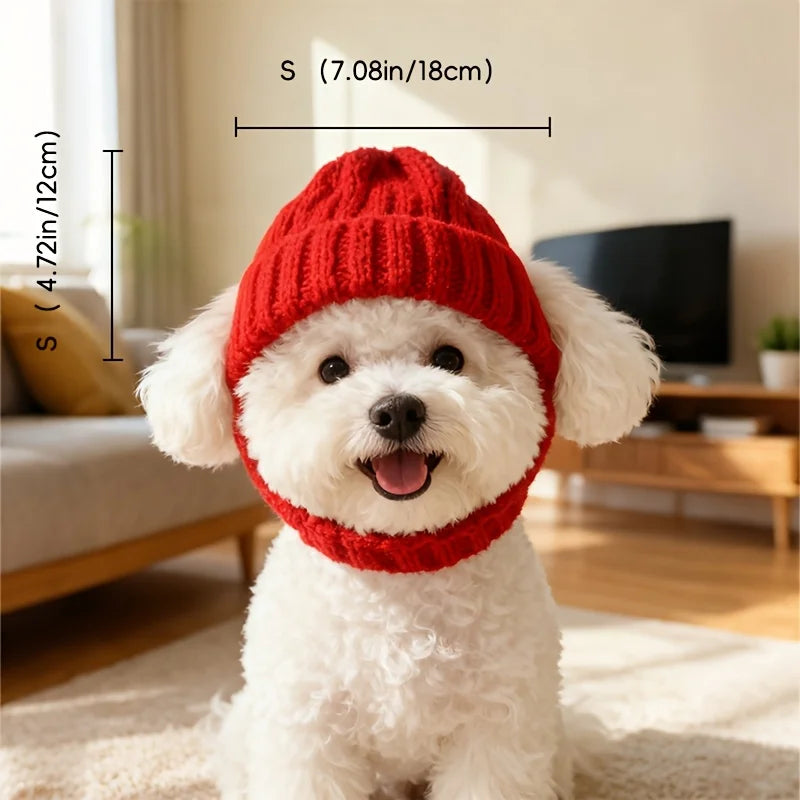 Maltese Dog Beanie Hat, Cozy Soft Knit with Ear Flaps, Cute Playful