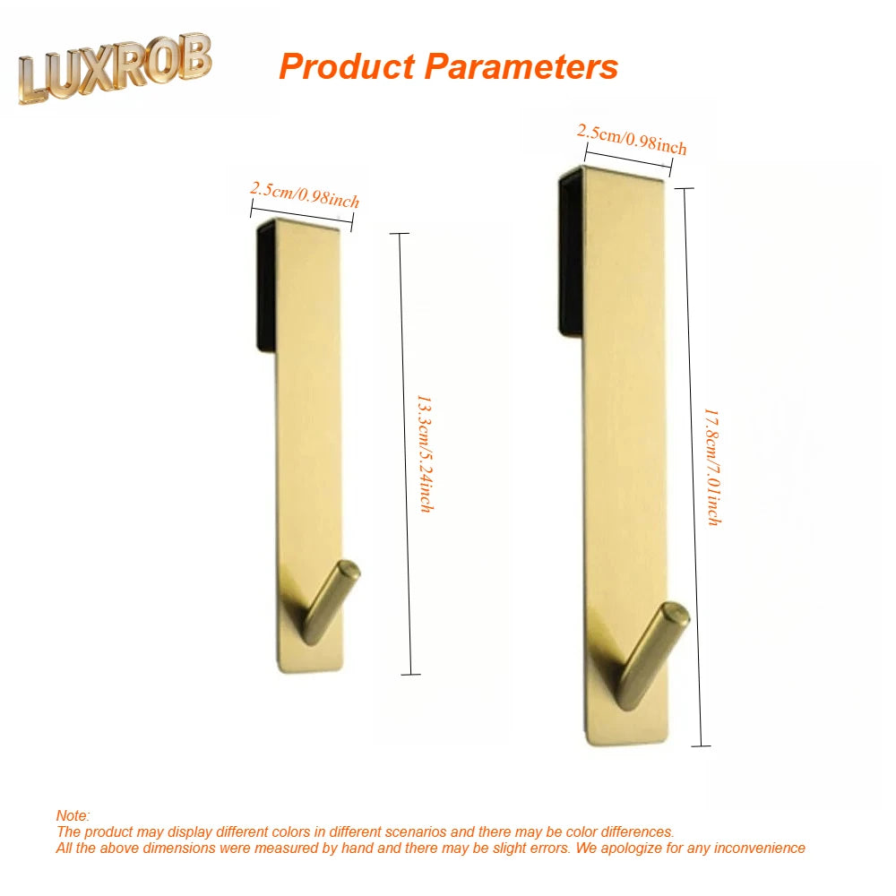 1-2pcs Stainless Steel Non Perforated Glass Door Hook, Portable