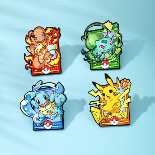 4pcs Cartoon Charmander Enamel Pins Metal Brooches Lapel Badges for