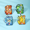 4pcs Cartoon Charmander Enamel Pins Metal Brooches Lapel Badges for