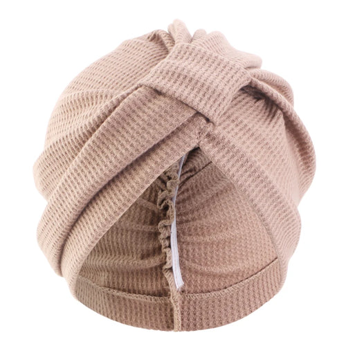 Women's headscarf hat breathable cotton thick waffle square headscarf