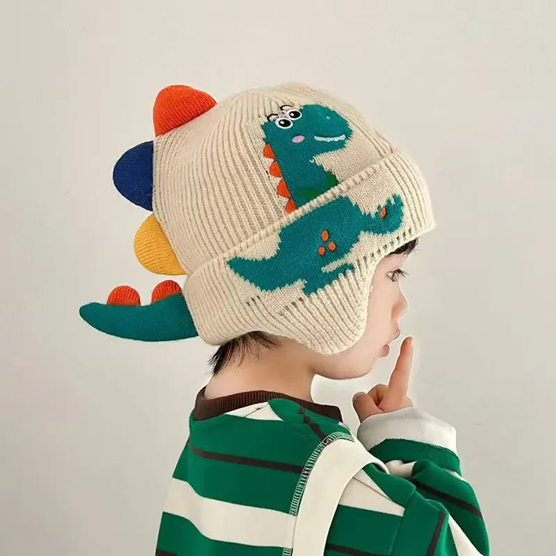 Winter Warm Baby Ear Protection Hat 3D Dinosaur Kids Earmuffs Cap