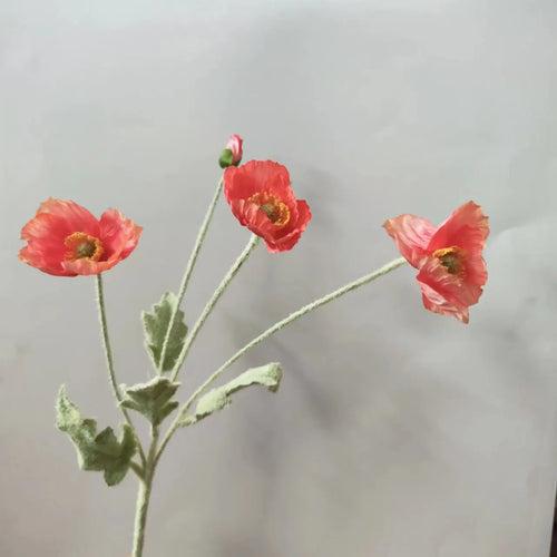 Artificial Flowers Fake Poppy Silk Flowers Long Stem Housewarming