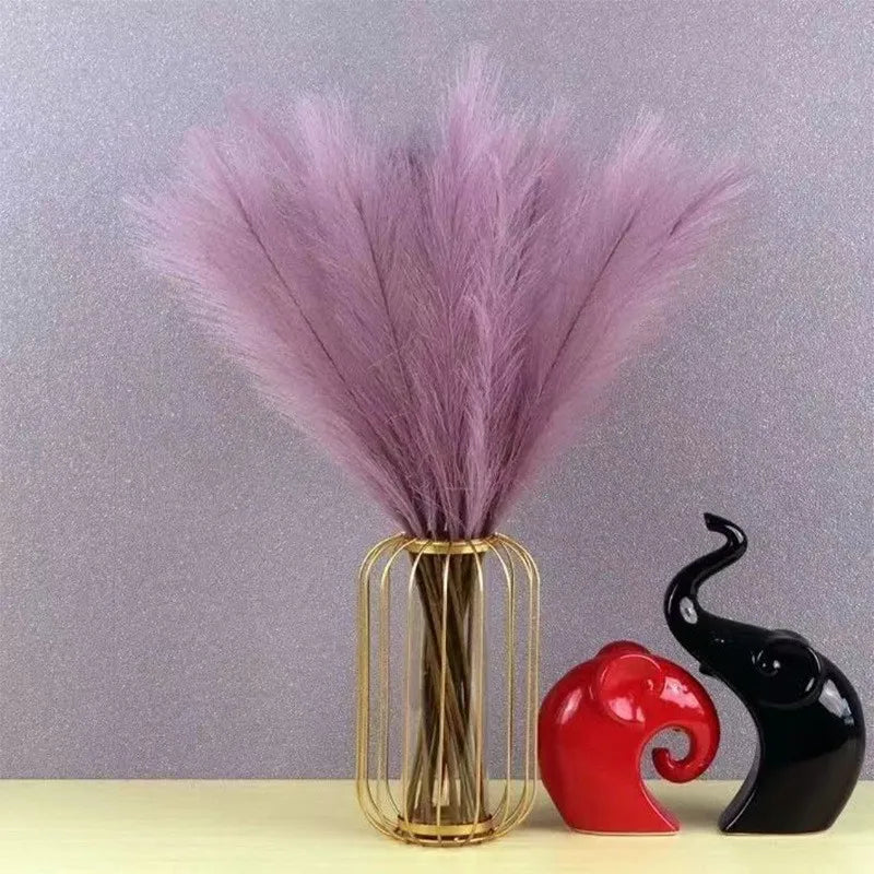 10 Pcs Artificial Pampas Grass Branches Fake Fluffy Stems