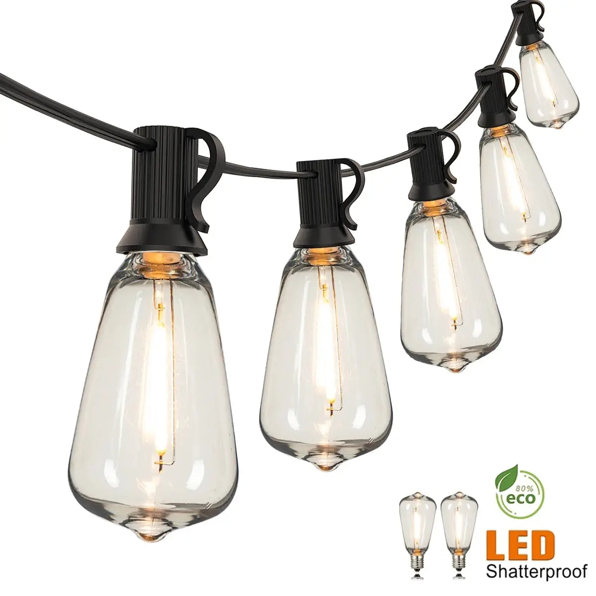 ST38 String Lights Outdoor Garland Connectable Shatterproof Waterproof