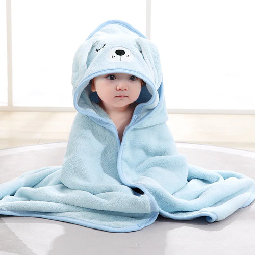 PANGDUBE Cartoon Animal Baby Bath Towel with Hood Coral Velvet Soft