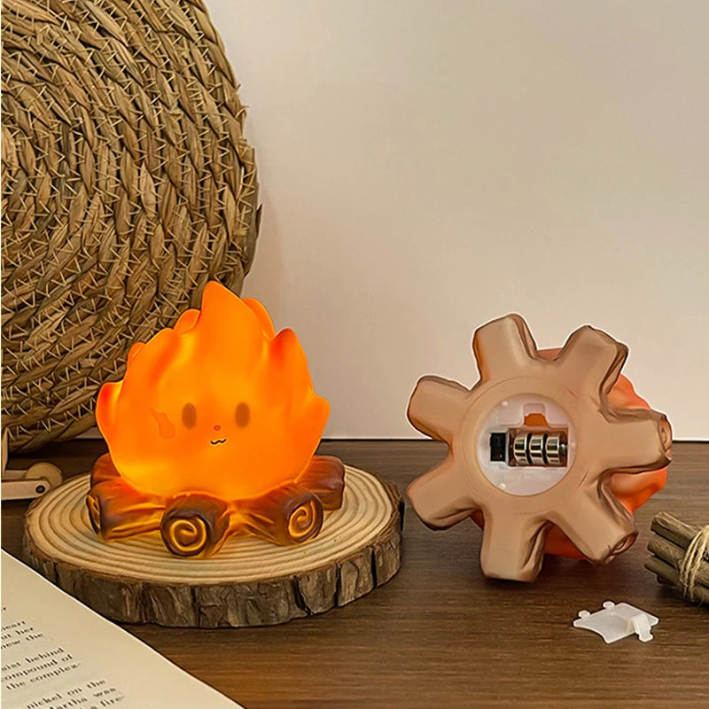 Mini Cute Cartoon Campfire Silicone Night Light, Creativity LED Flame