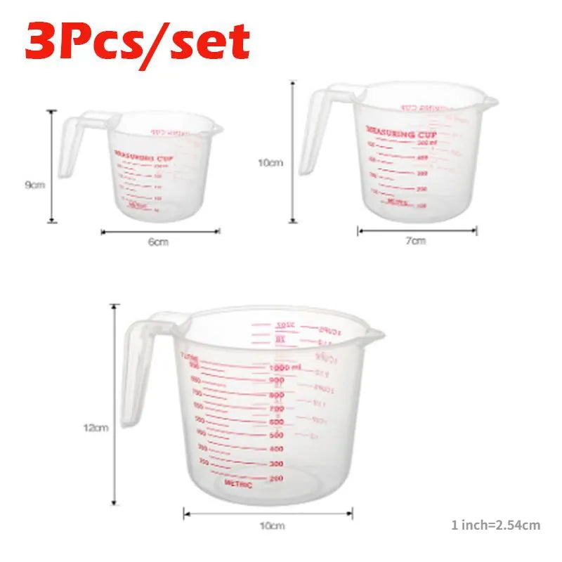 3 Pcs Baking Liquid Measuring Cups PVC Scale Cup Plastic