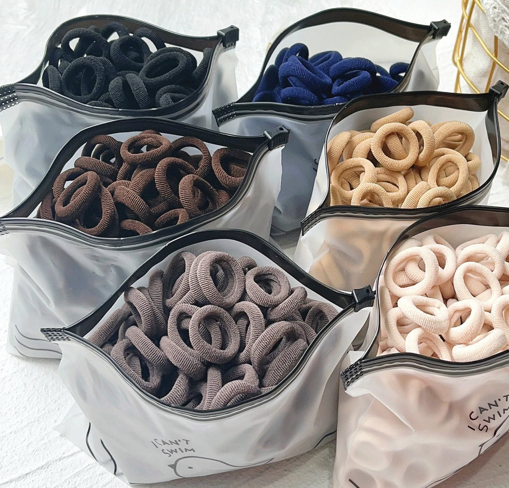 50PCS/Set Women Girls Basic Hair Bands  Simple Solid Colors Elastic
