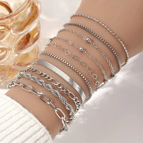 10 Pcs Vintage Statement Gold Color Flat Snake Chain Box Chain