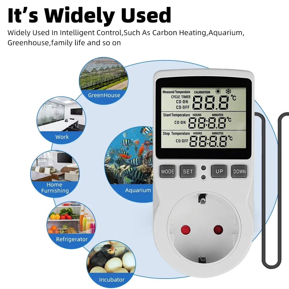 EU FR Plug Socket Thermostat Digital Temperature Controller Socket