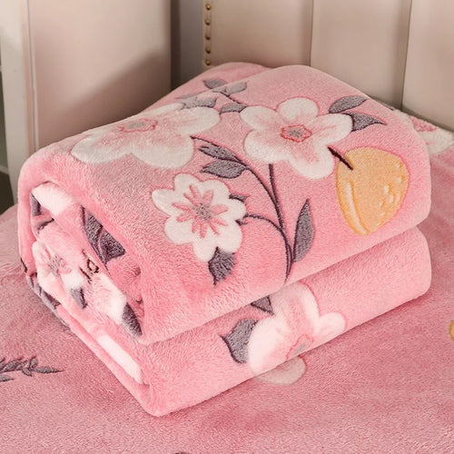 Cozy Floral Flannel Throw Blanket Soft Machine Washable All-Season