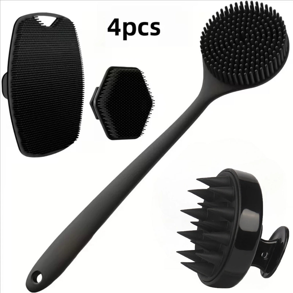 4PCS Set Silicone Body Scrubber Soft Exfoliating Brush for Face Gentle