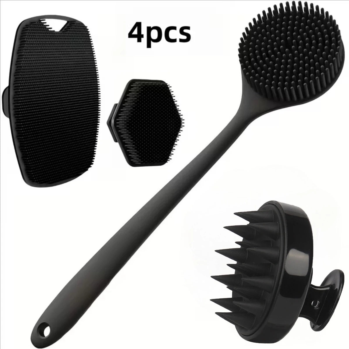 4PCS Set Silicone Body Scrubber Soft Exfoliating Brush for Face Gentle