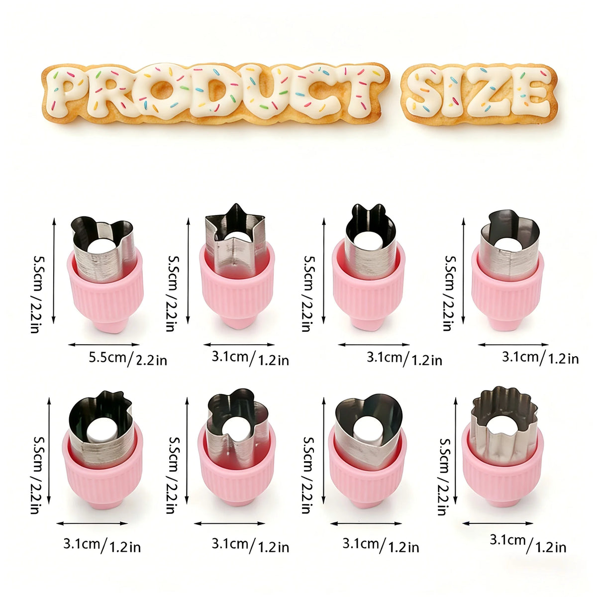 8 Pcs Fruit Vegetable Plunger Cutter Set Stainless Steel Shape Molds