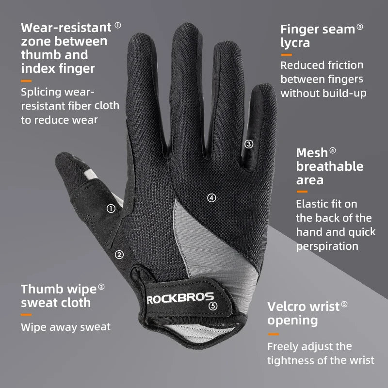 ROCKBROS Windproof Cycling Gloves Bicycle Touch Screen Riding MTB Bike
