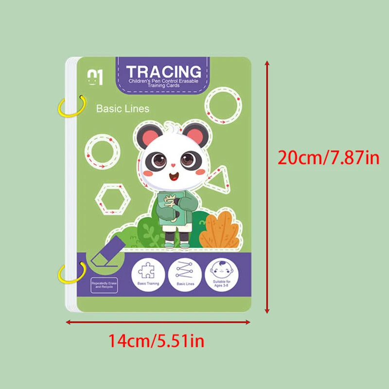 34-Page Reusable Children's Practice Book Set with Erasable Pen