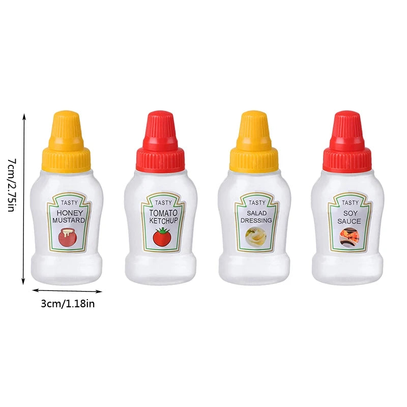 Mini Condiment Squeeze Bottles 25ml Honey/Ketchup/Soy