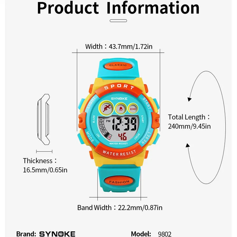SYNOKE Student Sport Watches For Kids Colorful Electronic Watches