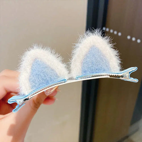 2 Pcs Plush Cat Ears Hairpins Girls Hair Clips Hair Accessories