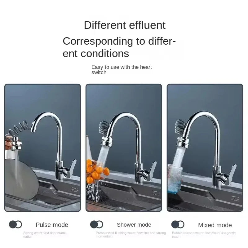 3 Modes Sink Faucet 360 Degree Rotation Filter Extension Tube