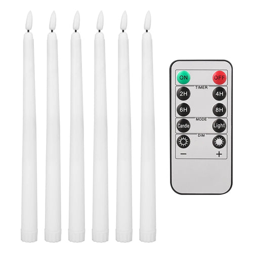 LED Flameless Taper Candles Flickering with 10-Key Remote 11" Battery