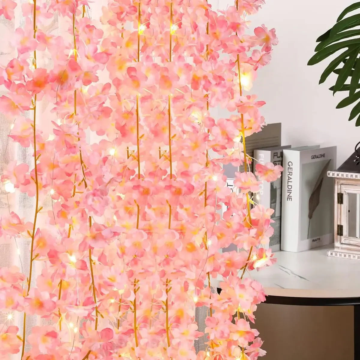 Cherry Blossom String Light Garland Artificial Flower Vines