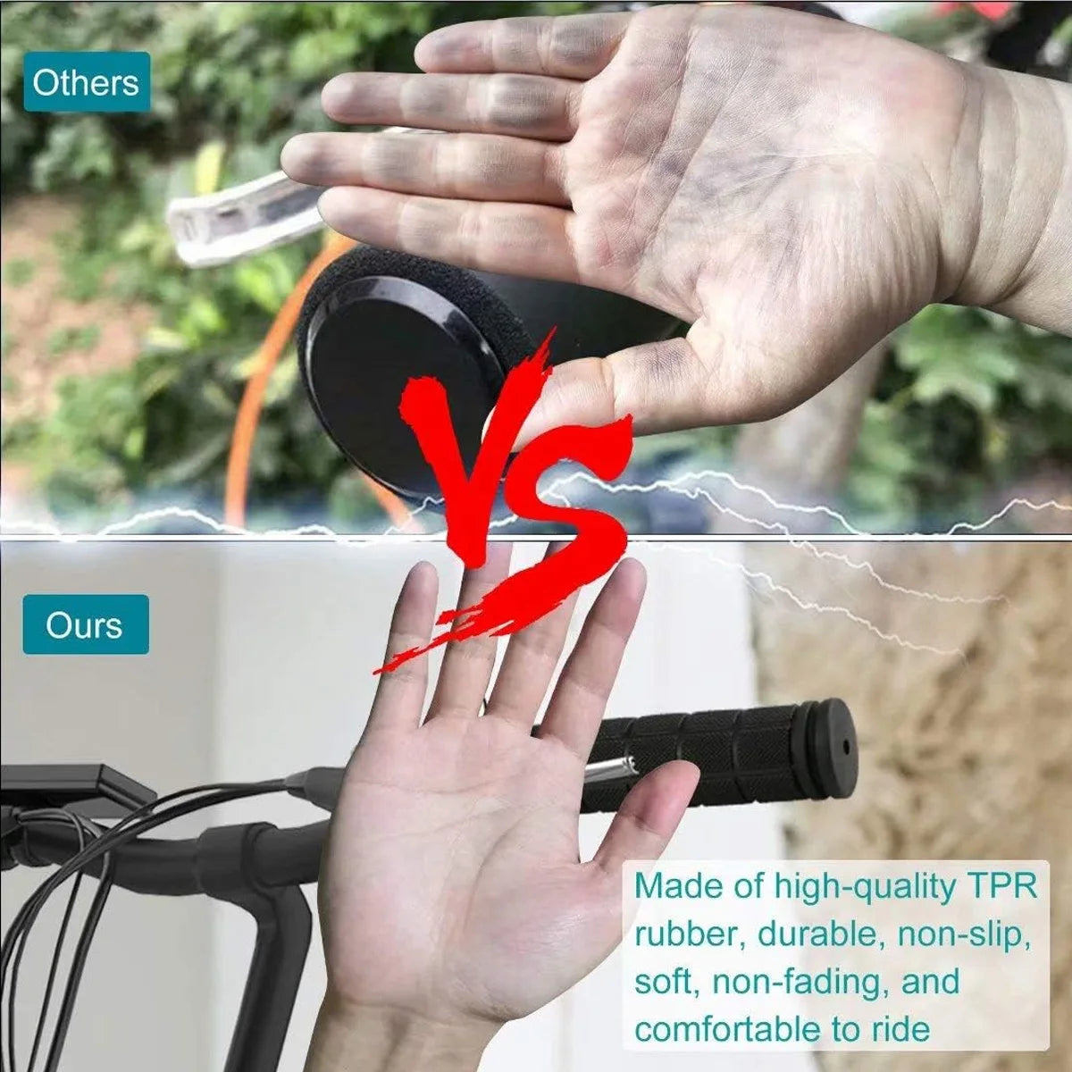 Bicycle Handlebar Gloves Soft Rubber Black Anti Slip Durable
