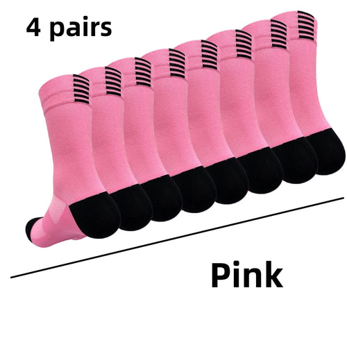 4 pairs Cycling Socks Running Quick Dry Medium Cylinder Men and Women