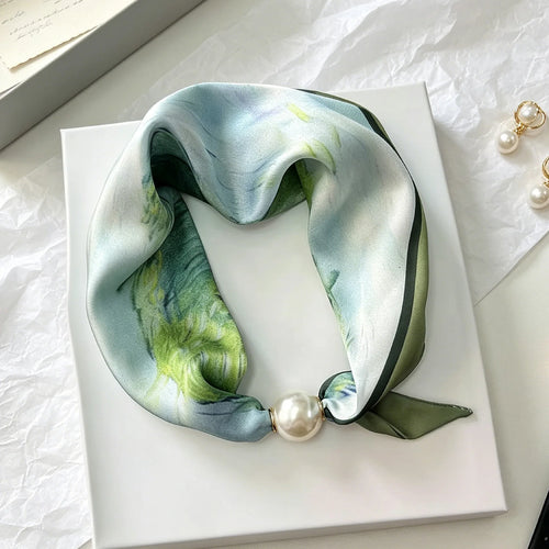 Elegant Chic Pearl Stripe Scarfs Women Fashion Convenient Magnetic