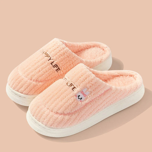 Winter Plush Slippers for Women & Men - Thick Sole Couple House Shoes