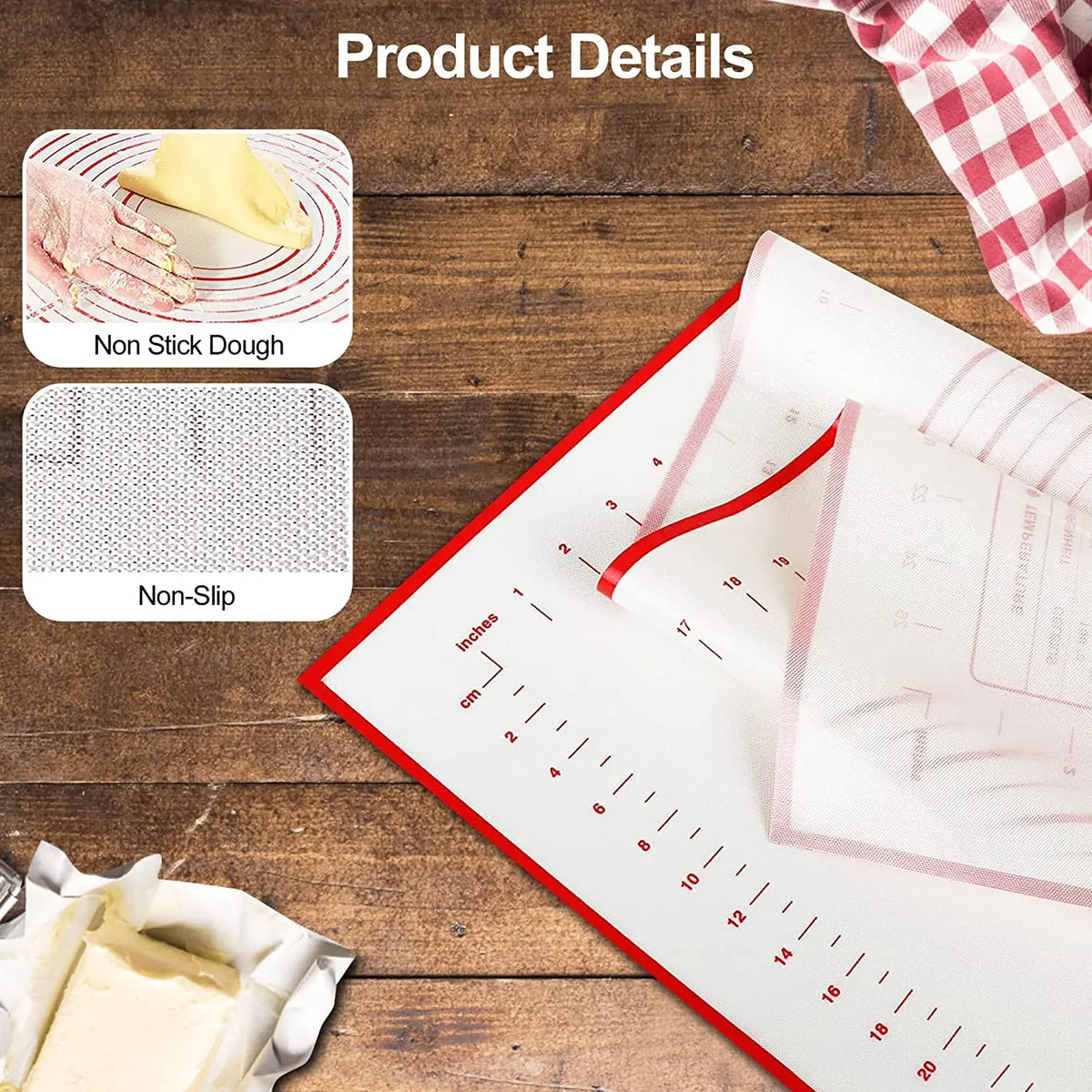 UNTIOR Kneading Dough Mat Silicone Baking Mat Pizza Cake Dough