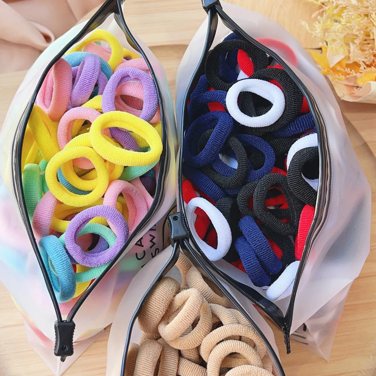 50PCS/Set Women Girls Basic Hair Bands  Simple Solid Colors Elastic