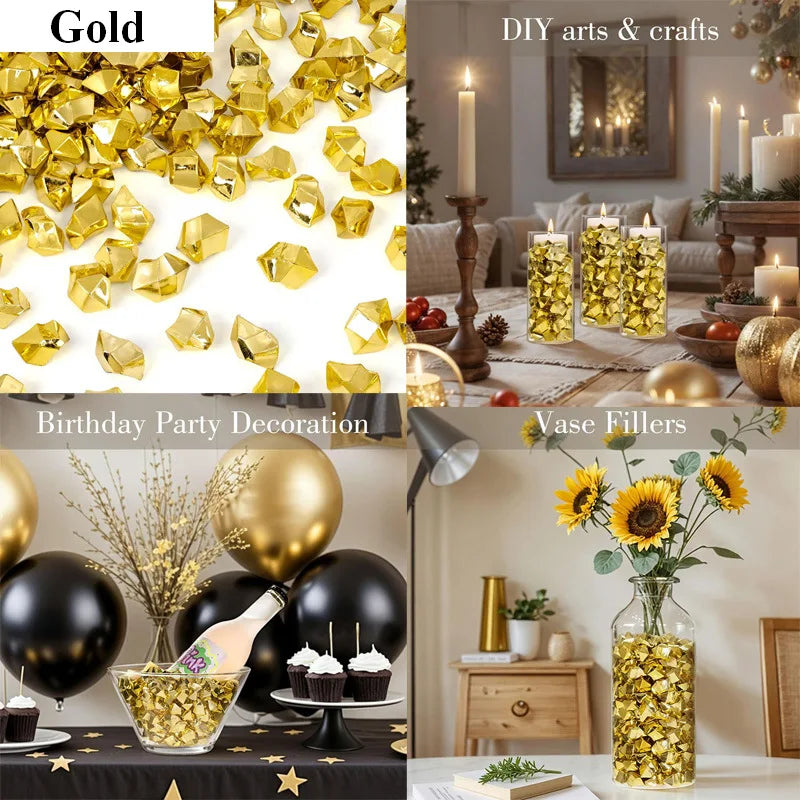 100pcs 11x14mm Crystals Plastic Gems Home Vase Decoration Multi