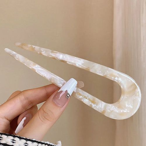 U-Shaped Hair Sticks Acetate Acrylic Hair Fork Hair Clips Fashion Bow