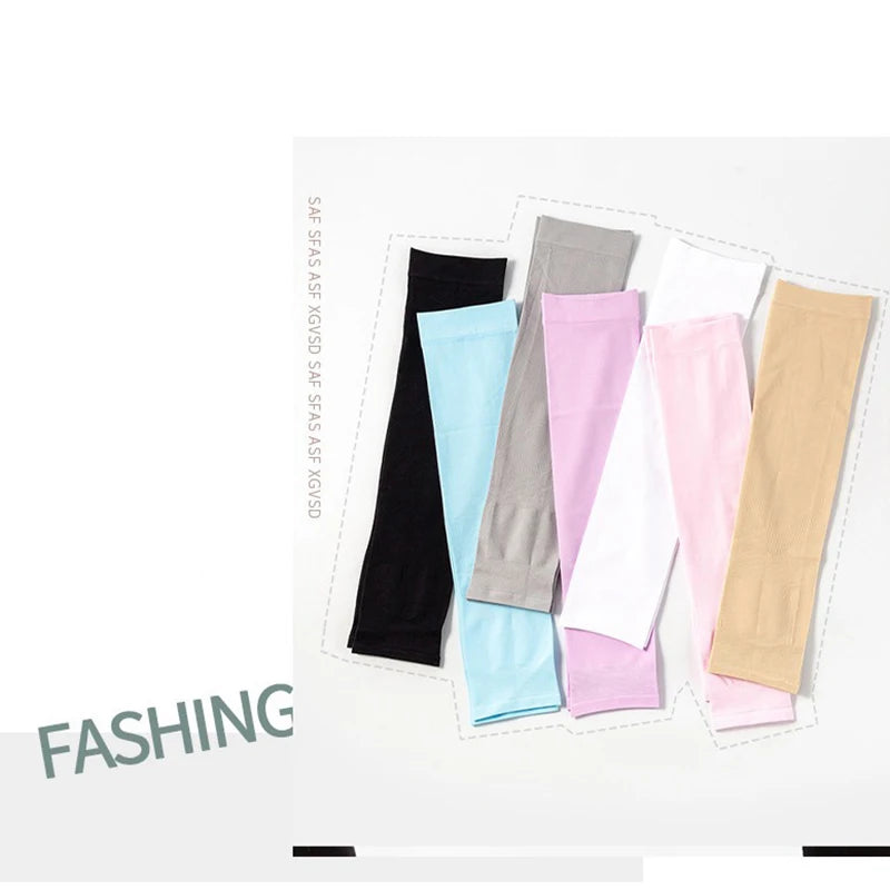 Ice Silk UV Protection Arm Sleeves Men Women Solid Color Cycling Arm