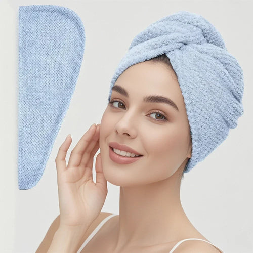 Solid Color Hair Towel Textured Dry Hair Cap 9.8 x 25.5 Inch Absorbent