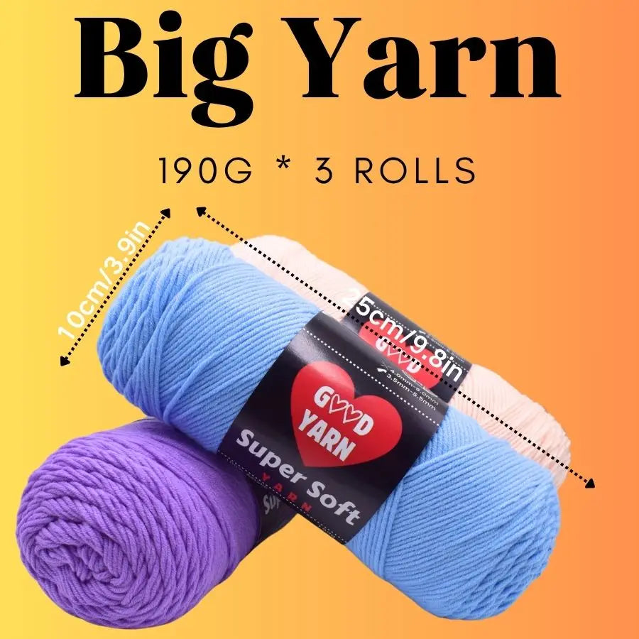 190g x 3 Pcs Soft & Cozy Multicolored Acrylic Yarn for Crocheting
