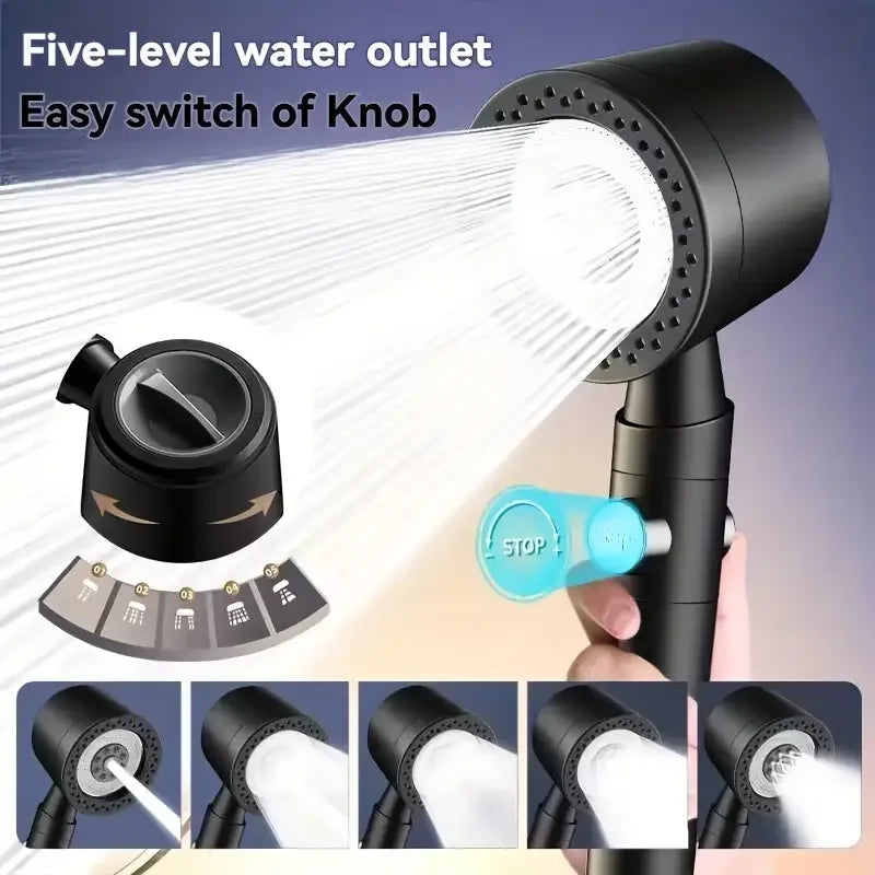 High Pressure Water Saving Filter Shower Head 5 Modes Handheld