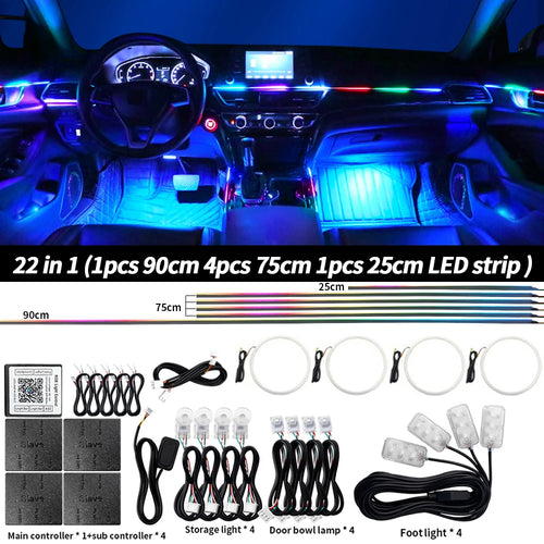 Universal LED Car Ambient Light RGB 64 213 Color Acrylic Strips