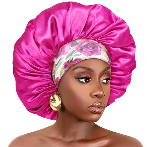 Women Silky Satin Hair Bonnet Thick Hair Sleep Cap Elastic Band Beanie