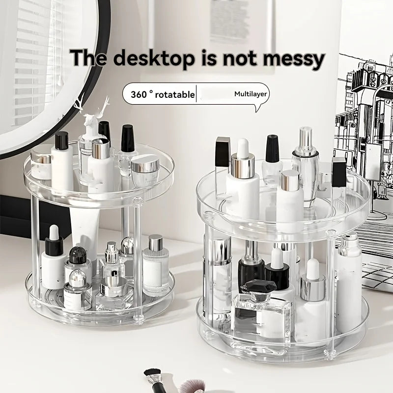 360 Rotating Makeup Organizer Multi Layer Storage Rack Transparent