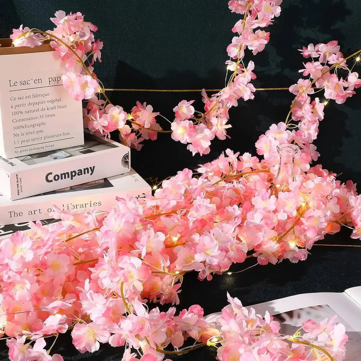 Cherry Blossom String Light Garland Artificial Flower Vines