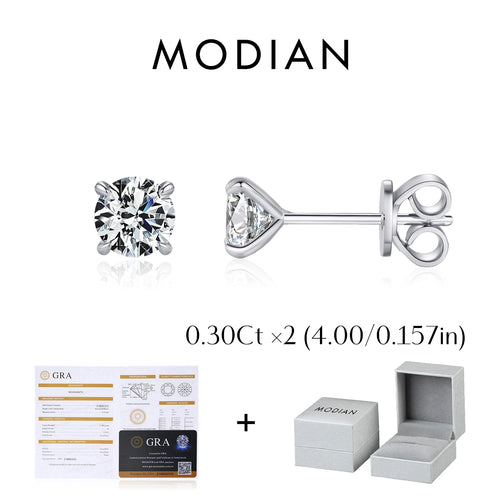 MODIAN 5 Sizes D Color Moissanite Earrings 925 Sterling Silver