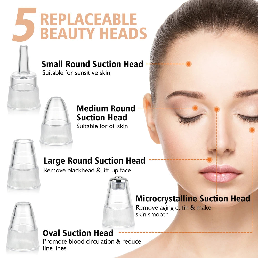 Rechargeable Portable Blackhead Remover Face Vacuum Nose Pore Cleaner