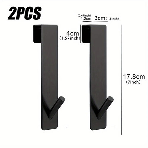 2pcs Bathrobe Hanger Shower Room Glass Over Door Hanging Hooks