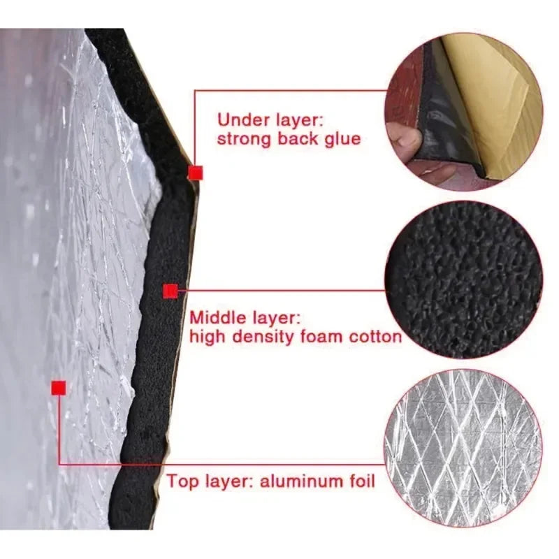 Fireproof Heat and Sound Insulation Mat 200x50cm Acoustic Thermal Mat