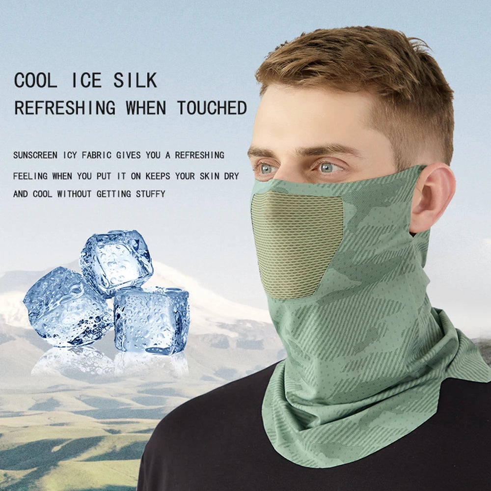 Sunscreen Face Mask Breathable Mesh Neck Gaiter Mask Scarf Ice Silk