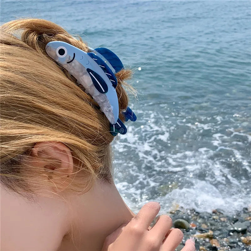 Creative Ocean Sardine Hair Clip Cute Shark Texture Ponytail