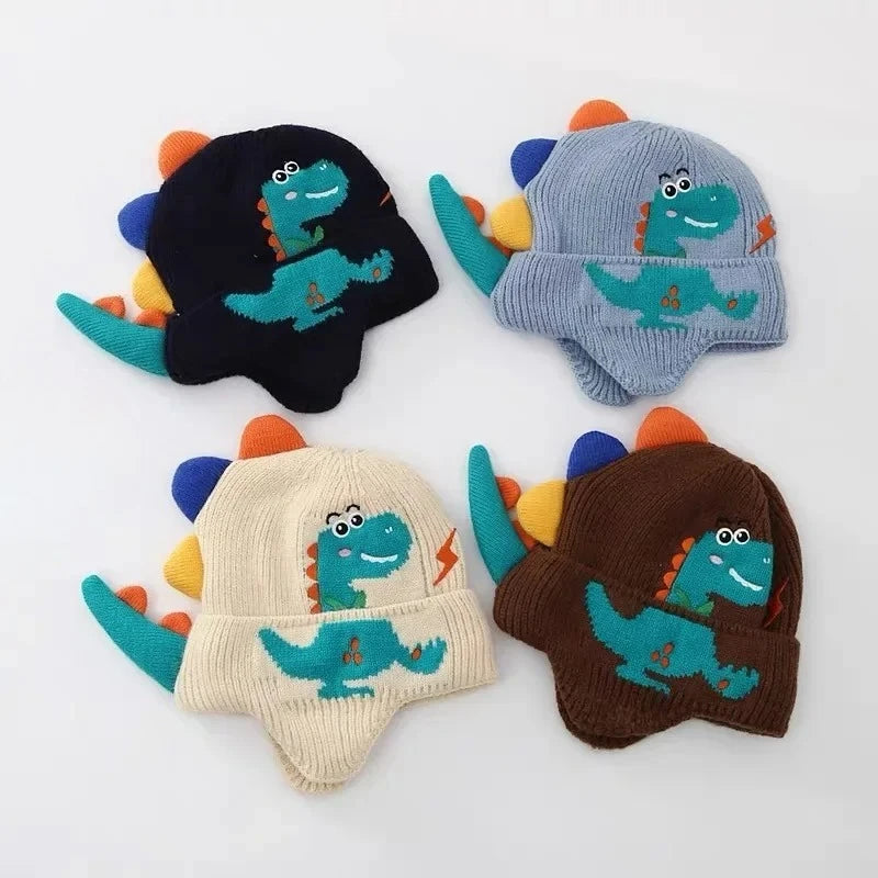 Winter Warm Baby Ear Protection Hat 3D Dinosaur Kids Earmuffs Cap